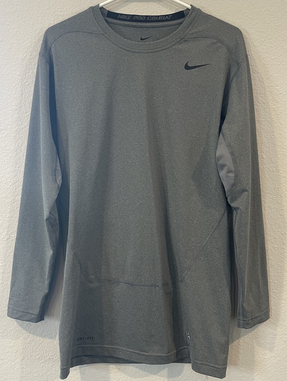 Nike Pro Combat Mens Classic Dri-fit Compression Grey Long Sleeve Shirt Size XL